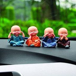 Fashion Bizz Set of 4 Orange & Blue Solid Baby Buddha Showpieces-6