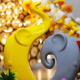 GW CREATIONS Yellow & Grey 2 Pieces Elephant Figurine Showpieces-image-92