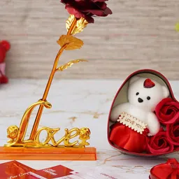 eCraftIndia Red & White 3 Pieces Valentine Gift Set-image-32