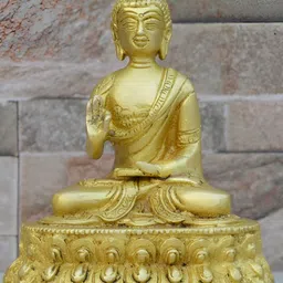 Aakrati Yellow Lord Buddha Sitting on Lotus Buddha Idol Showpiece-image-32