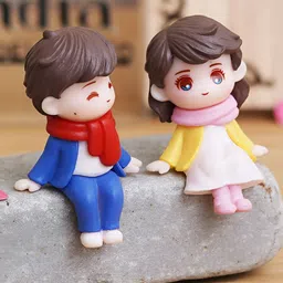 eCraftIndia Blue & Pink 2 Pieces Lovely Couple Statue Figurine Showpiece-image-91