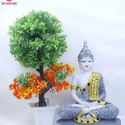GW CREATIONS Grey Buddha Idol Showpiece-image-45