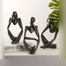 cTHE ARTMENT Black 3 Pieces Abstract Thought Thinker Accents Figurine Showpieces-image-65