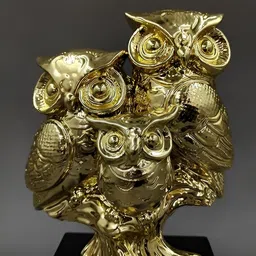 Aura Gold-Plated & Black Birds And Animals Figurine Owl Showpiece-image-29