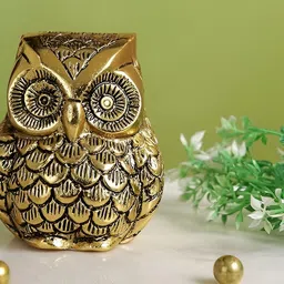 Aura Gold-Toned & Black Birds And Animals Figurine  Owl Decorative Showpiece-image-30