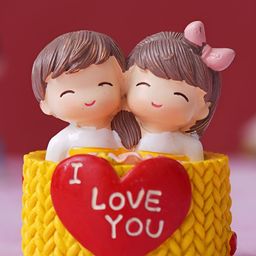 eCraftIndia Yellow & White Couple Statue Figurine Showpiece-58