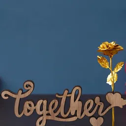 eCraftIndia 2 Pieces Yellow & Brown Rose With Wooden Puzzle Showpiece Valentine Gift Set-image-100