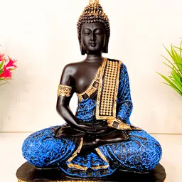 Fashion Bizz Blue & Black Buddha Polyresin Showpiece-24
