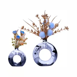 GW CREATIONS Black and SilverToned 2 Pieces Figurine Decorative Showpiece-image-95