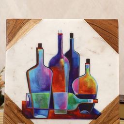 POSH-N-PLUSH Cream & Blue WINE & DINE Marble Showpiece-image-13