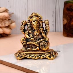 Ascension Gold-Toned Metal Lord Ganesha Religious Idol Showpiece-image-59