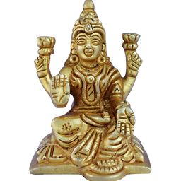 Aakrati Yellow Small Goddess Lakshmi Religious Idol Brass Showpiece-0