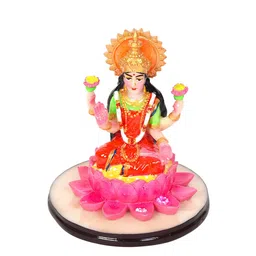 Gifts N Greetings Red & Pink Maa Laxmi Sitting On Lotus Idol Showpiece-image-39