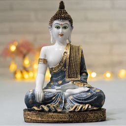 Archies White & Blue NIRVANA Resin Meditating Buddha Showpiece-image-81