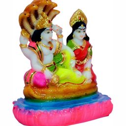 krishnagallery1 White & Green Lord Vishnu & Lakshmi Mata Idol Marble Showpiece-11
