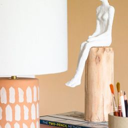 The Wishing Chair White & Beige Lost In Thought Lady Wooden Showpiece-image-42