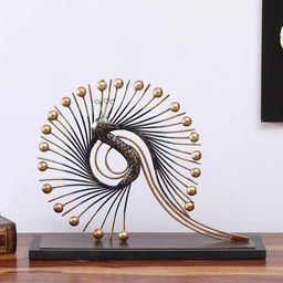 vedas Gold-Toned & Copper-Toned Peacock Table Decor Showpiece-27