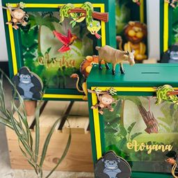 Little Surprise Box LLP Green Jungle Safari Wooden Piggy Bank-image-34