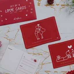 eCraftIndia 2 Pcs Red & White Love Gift Cards Valentine's Day Gift Set-23