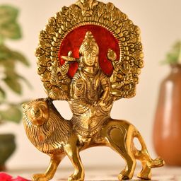 Fashion Bizz Gold Toned Red Durga Idol Showpieces-image-83