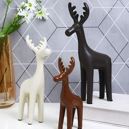TAYHAA Cream-Coloured & Brown 3 Pieces Reindeer Ceramic Showpieces-14