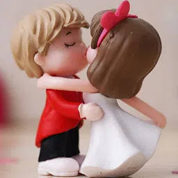 eCraftIndia Beige & Red Couple Statue Figurine Showpiece image 4