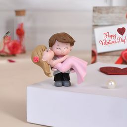 TAYHAA Grey & Pink Couple Figurine Showpiece-5