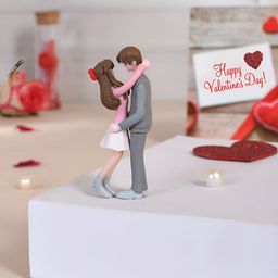 TAYHAA Grey & Pink Love's Embrace Figurine Showpiece-4