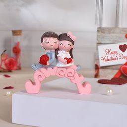 TAYHAA Grey & Pink Couple Figurine Showpiece-7