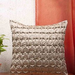 Silver Textured Cotton 16 x 16 Inches Cushion Cover by Zeba-picture-19