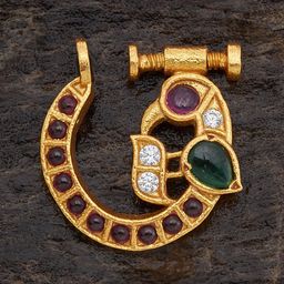 Kushal's Fashion Jewellery Gold-Plated Cubic Zirconia Ring Nosepin-image-56