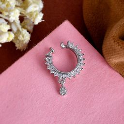 Shoshaa Silver-Plated CZ-Studded Nosepin-16