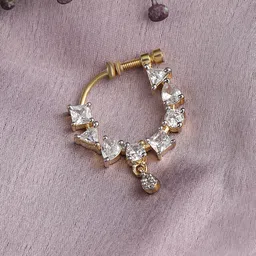 AccessHer Gold-Plated AD Studded Handcrafted Nosepin-12
