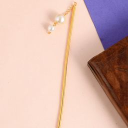 Silvermerc Designs Gold Plated Embellished Bumpit Hair Pin-54