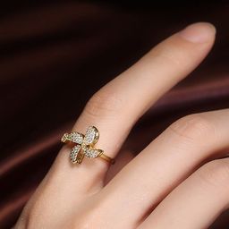 Vembley  Gold-Plated Spinner Cubic Zirconia Studded Adjustable Ring image 5