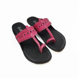 The Madras Trunk Black Pink Kolhapuris-picture-4