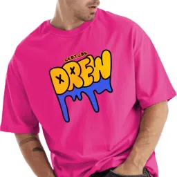 Men Printed Round Neck Cotton Blend Pink T-Shirt-image-87