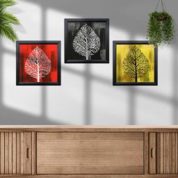 Set Of 3 Textured Print With Uv Canvas 9 inch x 9 inch Painting-0