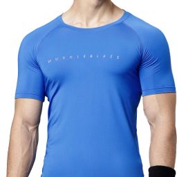 Compression Muscle Tee Half Sleeve, Superman Blue Men Compression-image-1