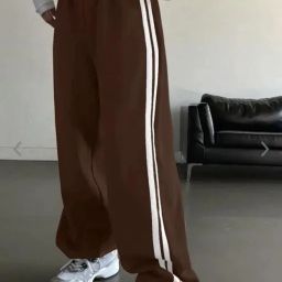 Women Striped Brown Track Pants-image-110