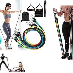 shopeleven Resistant Tube Set of 5 Latex Rope Stretching Toning Home Gym Toning Tube Fitness Accessory Kit Kit-picture-43