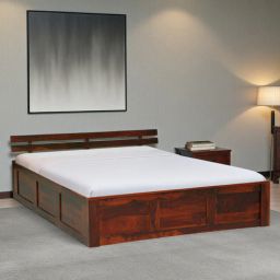 woodsworth from pepperfry Brakel Sheesham Wood Queen Size Bed In Honey Oak Finish With Box Storage-picture-14