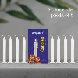 kreyam's White Candles for Outdoor, Camping, Emergency Pack of 8 Size 10*2 Cm Candle-picture-41