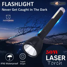 pick ur needs Dual 2in1 Power Full Led Rechargeable Long Range Torch Upto 1 Km With BackLight 6 hrs Torch Emergency Light image 5