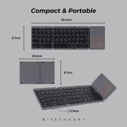 VOOCME Foldable Bluetooth Pocket Size Portable Mini Wireless Keyboard Wireless Handheld Multi-device Keyboard Compatible with Desktop, Laptop, Mac image 3
