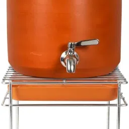 Matka Kitchen Rack Heavy Stainless Steel Matka Stand With Plastic Tray Plant Stand Gamla Stand Steel-24