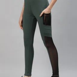 Color Block Women Dark Green, Black Tights-image-17