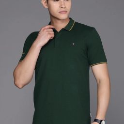 Men Printed Polo Neck Pure Cotton Dark Green T-Shirt-image-21