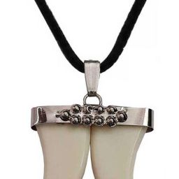 Shiv Hari Faux lvory Black Elephant Tooth Fashion Chain Pendant Silver Pendant Silver Metal Pendant Set-image-75