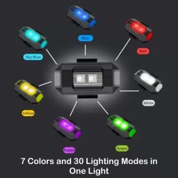 byking Universal Safety Small Light 7 Colors 30 Modes, Cycle, Helmet Light - Multicolor LED Rear Break Light image 2